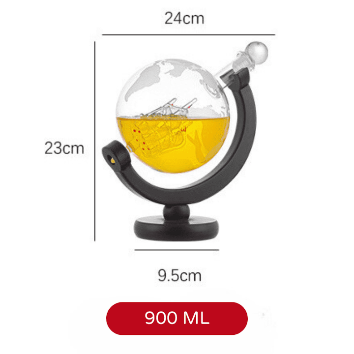 Decanter Whisky Globo Com Copos de Vidro Houss