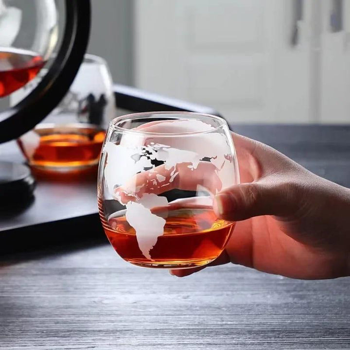 Decanter Whisky Globo Com Copos de Vidro Houss