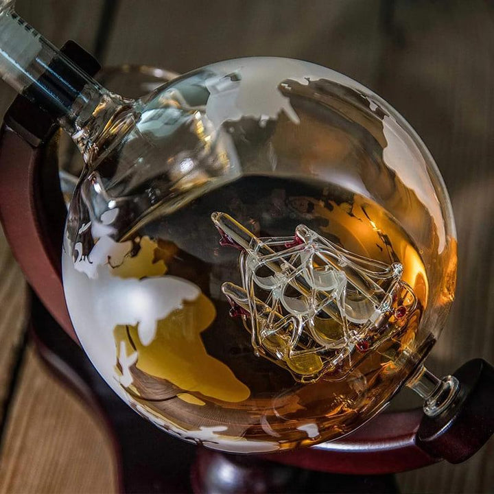 Decanter Whisky Globo Com Copos de Vidro Houss