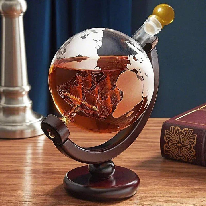Decanter Whisky Globo Com Copos de Vidro Houss