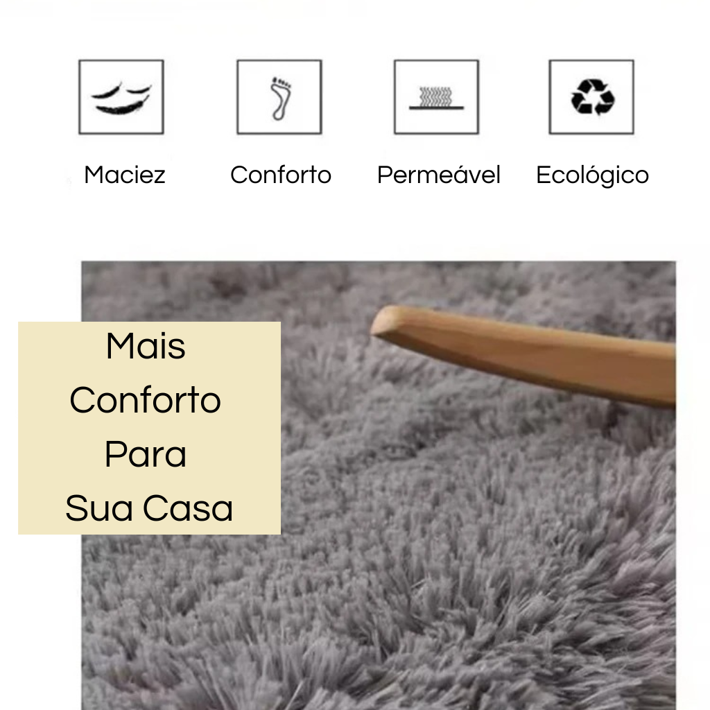 Tapete Para Sala e Quarto Redondo Peludo Houss