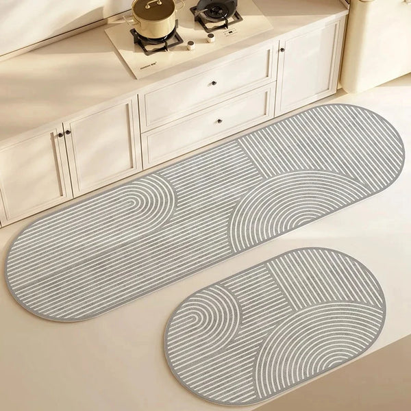 Tapete Para Cozinha Absorvente Antiderrapante Listrado Escuro Houss