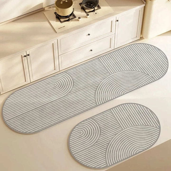 Tapete Para Cozinha Absorvente Antiderrapante Listrado Escuro Houss