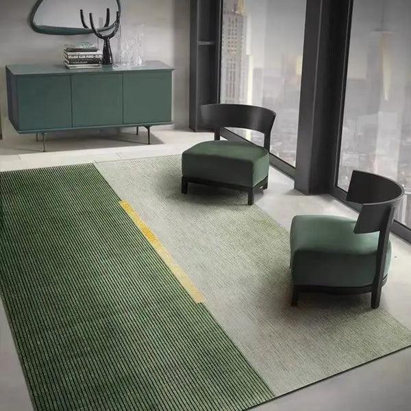 O Tapete Para Sala Verde Estilo Nórdico Houss apresenta design moderno, trazendo um ar luxuoso à sua sala