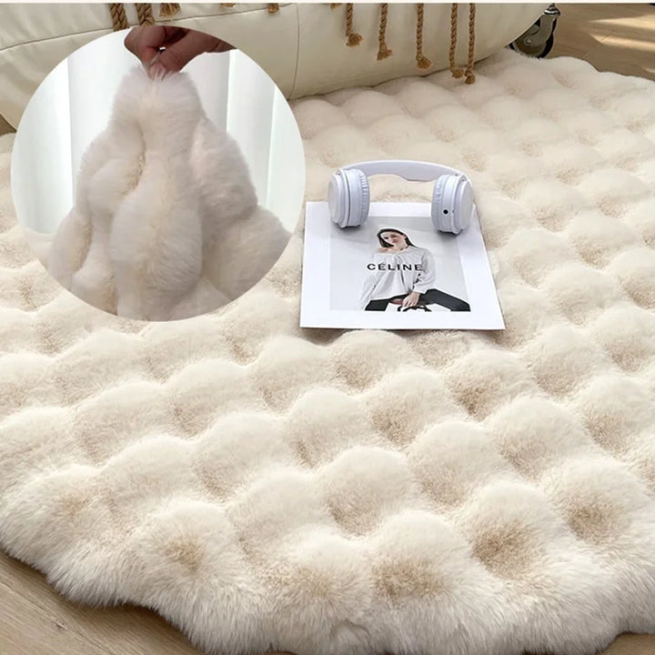 Tapete Para Sala e Quarto Redondo Felpudo Houss
