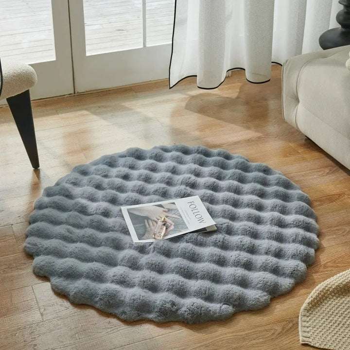 Tapete Para Sala e Quarto Redondo Felpudo Houss