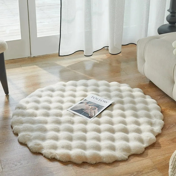 Tapete Para Sala e Quarto Redondo Felpudo Houss