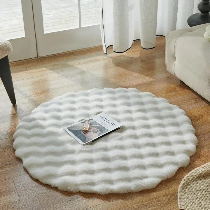 Tapete Para Sala e Quarto Redondo Felpudo Houss