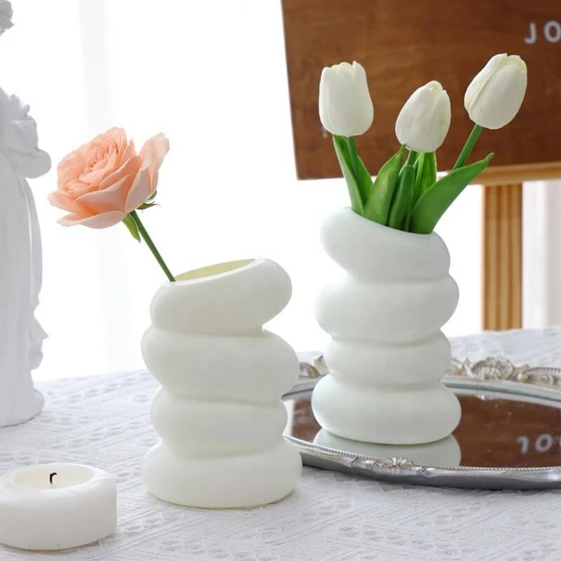 Vaso Decorativo Para Sala Branco Espiral Houss